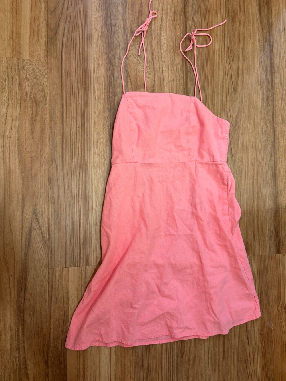 Old Navy Pink Linen Blend Tie Strap Dress Size Medium